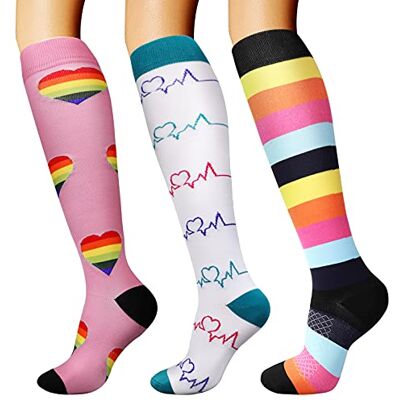 DRESHOW Compressiekousen voor mannen en vrouwen, compressiekousen voor sport, fietsen, vliegreizen, hardlopen L-XL DRESHOW Compressiekousen voor mannen en vrouwen, compressiekousen voor sport, fietsen, vliegreizen, hardlopen L-XL