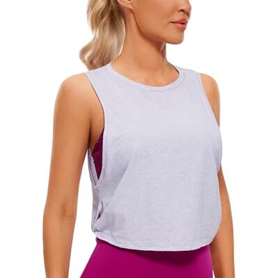 CRZ YOGA Dames Pima Cotton Workout Tank Crop Sport Shirt Mouwloos Yoga Running Tops Entraînement, Naturellement Doux, Lâche, Crop, Col Rond, Nœuds Latéraux, Débardeurs pour Femme 38 CRZ YOGA Dames Pima Cotton Workout Tank Crop Sport Shirt Mouwloos Yoga Running Tops Entraînement, Naturellement Doux, Lâche, Crop, Col Rond, Nœuds Latéraux, Débardeurs pour Femme 38