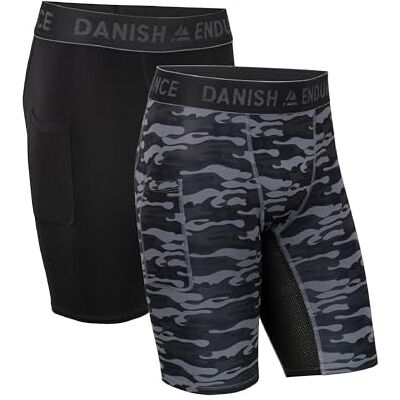DANISH ENDURANCE Compressieshort voor heren, 2 stuks, meerkleurig (1 x zwart, 1 x grijs camouflage), L L DANISH ENDURANCE Compressieshort voor heren, 2 stuks, meerkleurig (1 x zwart, 1 x grijs camouflage), L L