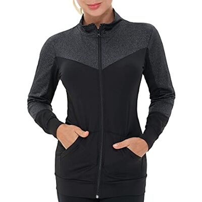 AMZSPORT Dames Hardloopjas Lange Mouw Sport Gym Hoodies Yoga Fitness Top met Zakken M AMZSPORT Dames Hardloopjas Lange Mouw Sport Gym Hoodies Yoga Fitness Top met Zakken M