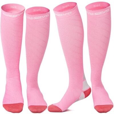 CAMBIVO Compressiekousen voor dames en heren, 2 paar, hoge compressiekousen, 20-30 mmHg, voor bloedcirculatie, benen, sportschool, sport, hardlopen, fitness, vliegreizen, verpleegster S-M CAMBIVO Compressiekousen voor dames en heren, 2 paar, hoge compressiekousen, 20-30 mmHg, voor bloedcirculatie, benen, sportschool, sport, hardlopen, fitness, vliegreizen, verpleegster S-M