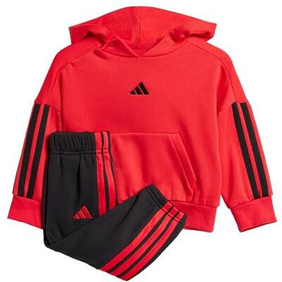 Adidas Uniseks Baby Essentials Hoodie Jogger, Pure Ruby/Black/Black, 12-18 maanden Adidas Uniseks Baby Essentials Hoodie Jogger, Pure Ruby/Black/Black, 12-18 maanden