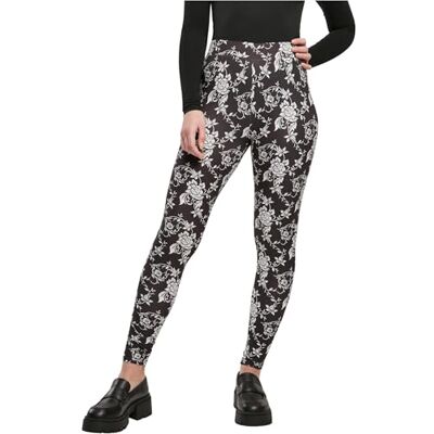 Urban Classics Tb4771-dames Soft Aop Leggings yogabroek voor dames, Blackrose, S S Urban Classics Tb4771-dames Soft Aop Leggings yogabroek voor dames, Blackrose, S S