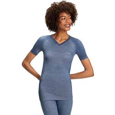 Falke Wool Tech Light functioneel damesshirt met korte mouwen, scheerwol, zwart, blauw, ademend ondergoed voor warme sport, sneldrogend, voor gemiddelde tot koude temperaturen, 1 stuk, Blauw (Capitain 6751) Falke Wool Tech Light functioneel damesshirt met korte mouwen, scheerwol, zwart, blauw, ademend ondergoed voor warme sport, sneldrogend, voor gemiddelde tot koude temperaturen, 1 stuk, Blauw (Capitain 6751)