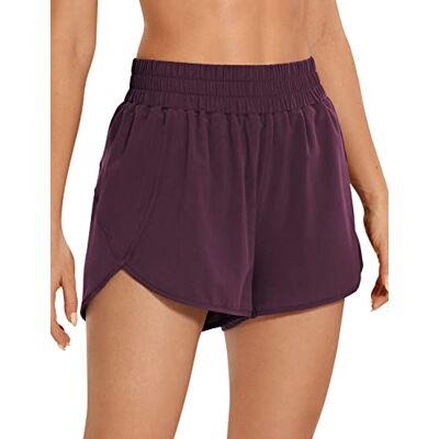 CRZ YOGA Hardloopshorts voor dames, dolfijn, hoge taille, sneldrogend, Licht Paars 46 CRZ YOGA Hardloopshorts voor dames, dolfijn, hoge taille, sneldrogend, Licht Paars 46