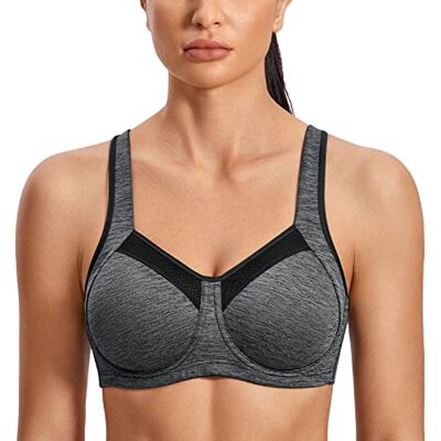 SYROKAN High Impact sportbeha voor dames met beugel en verstelbare bandjes, Grijs Chinees, 95C 95C SYROKAN High Impact sportbeha voor dames met beugel en verstelbare bandjes, Grijs Chinees, 95C 95C
