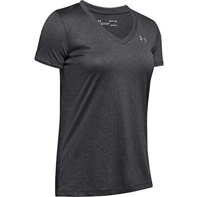 Under Armour Dames Tech Short Sleeve V Solid, ademend hardloopshirt voor vrouwen, trainingsshirt met korte mouwen met losse pasvorm Under Armour Dames Tech Short Sleeve V Solid, ademend hardloopshirt voor vrouwen, trainingsshirt met korte mouwen met losse pasvorm