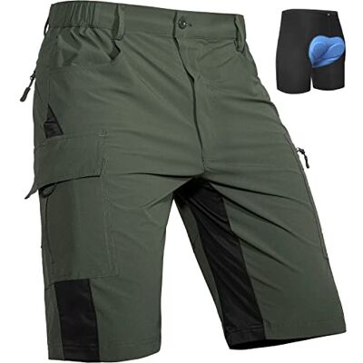 Cycorld MTB-broek voor heren, sneldrogend, mountainbike met 4D-zitkussen, elastische outdoor sport, Nieuw-armygroen, L Cycorld MTB-broek voor heren, sneldrogend, mountainbike met 4D-zitkussen, elastische outdoor sport, Nieuw-armygroen, L