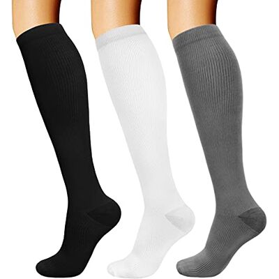 DRESHOW Compressiekousen voor mannen en vrouwen, compressiekousen voor sport, fietsen, vliegreizen, hardlopen L-XL DRESHOW Compressiekousen voor mannen en vrouwen, compressiekousen voor sport, fietsen, vliegreizen, hardlopen L-XL