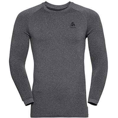 Odlo Warm Performance Eco herensweatshirt, Grijs Melange Zwart Odlo Warm Performance Eco herensweatshirt, Grijs Melange Zwart