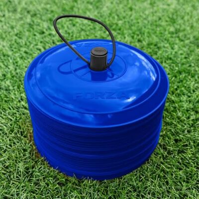 FORZA Trainingsmarkeerstiften, bijna plat, 10 kleuren, 50 stuks, zeer duurzaam, perfecte optie voor meerdere sporten FORZA Trainingsmarkeerstiften, bijna plat, 10 kleuren, 50 stuks, zeer duurzaam, perfecte optie voor meerdere sporten