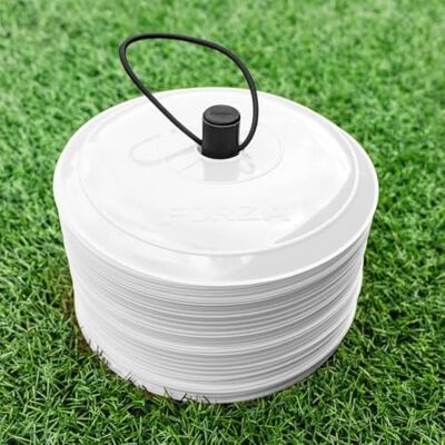 FORZA Trainingsmarkeerstiften, bijna plat, 10 kleuren, 50 stuks, zeer duurzaam, perfecte optie voor meerdere sporten FORZA Trainingsmarkeerstiften, bijna plat, 10 kleuren, 50 stuks, zeer duurzaam, perfecte optie voor meerdere sporten