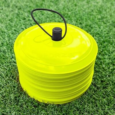 FORZA Trainingsmarkeerstiften, bijna plat, 10 kleuren, 50 stuks, zeer duurzaam, perfecte optie voor meerdere sporten FORZA Trainingsmarkeerstiften, bijna plat, 10 kleuren, 50 stuks, zeer duurzaam, perfecte optie voor meerdere sporten