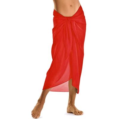 TOSKATOK Damesmeisjes, sexy, strandjurk, elegant, rok, sarong, effen, Rood 32-46 TOSKATOK Damesmeisjes, sexy, strandjurk, elegant, rok, sarong, effen, Rood 32-46