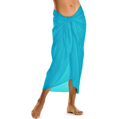 TOSKATOK Damesmeisjes, sexy, strandjurk, elegant, rok, sarong, effen, Turkoois 4-18 TOSKATOK Damesmeisjes, sexy, strandjurk, elegant, rok, sarong, effen, Turkoois 4-18