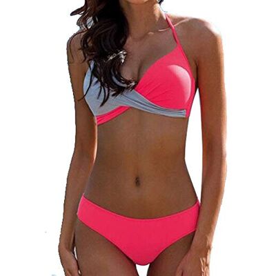 JFAN Dames Badmode Tweedelige Push-up Badpak Driehoek Afslankend Klassiek Bloemen Bikini Set Chic, Roze M JFAN Dames Badmode Tweedelige Push-up Badpak Driehoek Afslankend Klassiek Bloemen Bikini Set Chic, Roze M