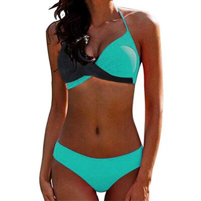 JFAN Dames Badmode Tweedelige Push-up Badpak Driehoek Afslankend Klassiek Bloemen Bikini Set Chic, Blauw #2 S JFAN Dames Badmode Tweedelige Push-up Badpak Driehoek Afslankend Klassiek Bloemen Bikini Set Chic, Blauw #2 S