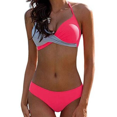 JFAN Badpak / bikini voor dames, tweedelig, push-up, met pads, badkleding, strandkleding, Roze XXL JFAN Badpak / bikini voor dames, tweedelig, push-up, met pads, badkleding, strandkleding, Roze XXL