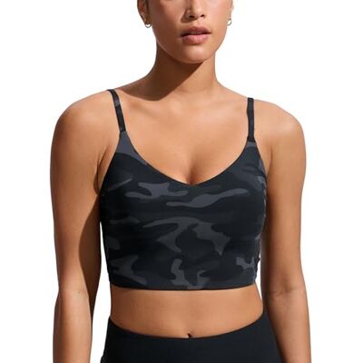 CRZ YOGA V-hals longline bikinitop, Jungle-Camo-Grijs 40 CRZ YOGA V-hals longline bikinitop, Jungle-Camo-Grijs 40