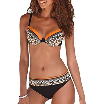 JFAN Bikini voor dames, tribal print, push-up, sexy, bohemien, Oranje M JFAN Bikini voor dames, tribal print, push-up, sexy, bohemien, Oranje M
