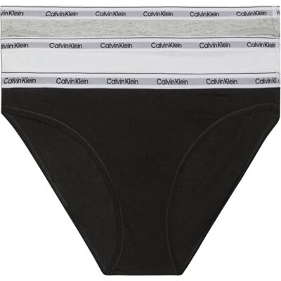 Calvin Klein Bikinibroekjes voor dames, Zwart/Wit/Grijs Heather XL Calvin Klein Bikinibroekjes voor dames, Zwart/Wit/Grijs Heather XL