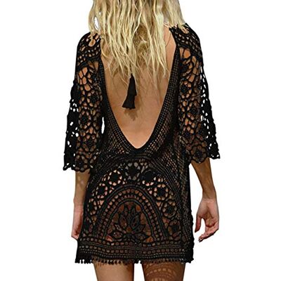 YIJOY Uni-Wert Dames badpak cover gebreide gehaakte zomer strandjurk bikini cover-up blouse tuniek kaftan top Eén maat YIJOY Uni-Wert Dames badpak cover gebreide gehaakte zomer strandjurk bikini cover-up blouse tuniek kaftan top Eén maat
