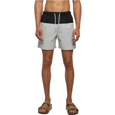 Urban Classics Block zwemshort heren, Lichtgrijs/zwart XS Urban Classics Block zwemshort heren, Lichtgrijs/zwart XS