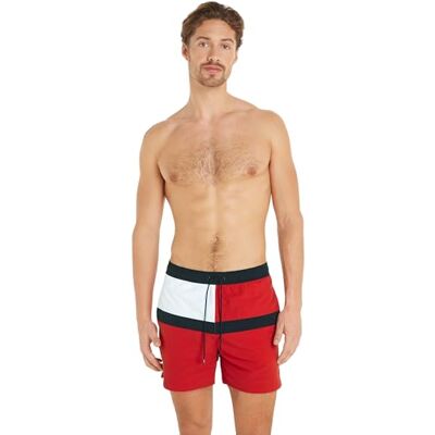 Tommy Hilfiger Zwemshorts voor heren, middelgroot, met trekkoord, Primary Red, S, Primary Red Tommy Hilfiger Zwemshorts voor heren, middelgroot, met trekkoord, Primary Red, S, Primary Red