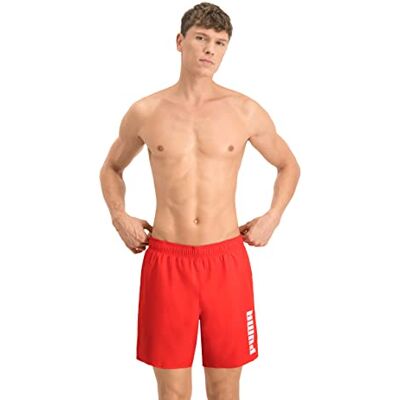 Puma Heren Swim Men's Mid Shorts Zwembroek, Rood, L L Puma Heren Swim Men's Mid Shorts Zwembroek, Rood, L L