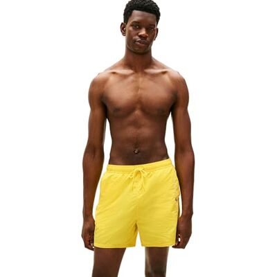 Tommy Hilfiger Medium Drawstring Zip Pocket Um0um03748 zwembroek voor heren, Geel (gele goudknop), M M Tommy Hilfiger Medium Drawstring Zip Pocket Um0um03748 zwembroek voor heren, Geel (gele goudknop), M M