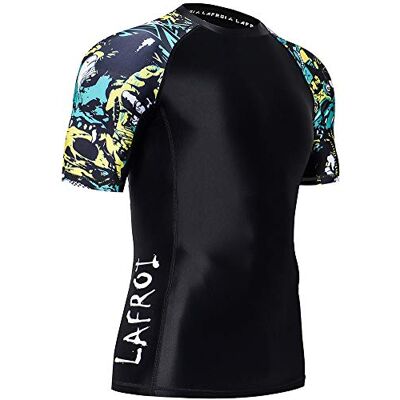 LAFROI UPF 50+ rashguard compressieshirt voor heren met korte mouwen LAFROI UPF 50+ rashguard compressieshirt voor heren met korte mouwen
