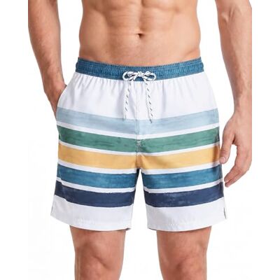 maamgic Trunk in klassieke stijl voor heren, Wit blauw gestreept, S S maamgic Trunk in klassieke stijl voor heren, Wit blauw gestreept, S S