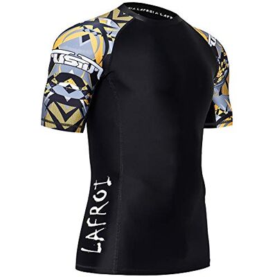 LAFROI UPF 50+ rashguard compressieshirt voor heren met korte mouwen LAFROI UPF 50+ rashguard compressieshirt voor heren met korte mouwen