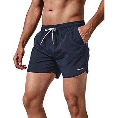 maamgic Zwemshort voor heren, korte sportbroek, sneldrogend, effen, 4 marineblauw S maamgic Zwemshort voor heren, korte sportbroek, sneldrogend, effen, 4 marineblauw S