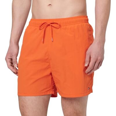 Tommy Hilfiger Medium Drawstring Um0um03477 zwembroek voor heren, Oranje (glanzend oranje), S S Tommy Hilfiger Medium Drawstring Um0um03477 zwembroek voor heren, Oranje (glanzend oranje), S S