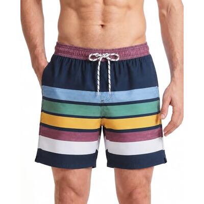 maamgic heren zwemshort FAST DRYING boardshort trainingsbroek met mesh voering en verstelbaar trekkoord, Marineblauwe strepen, L L maamgic heren zwemshort FAST DRYING boardshort trainingsbroek met mesh voering en verstelbaar trekkoord, Marineblauwe strepen, L L