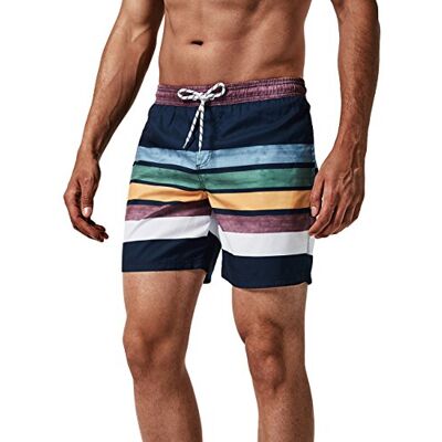 maamgic heren zwemshort FAST DRYING boardshort trainingsbroek met mesh voering en verstelbaar trekkoord, Marineblauwe strepen, M M maamgic heren zwemshort FAST DRYING boardshort trainingsbroek met mesh voering en verstelbaar trekkoord, Marineblauwe strepen, M M