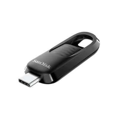 SanDisk Ultra Slider USB Type-C stick 128 GB met snelle prestaties, tot 400 MB/s leessnelheid, USB 3.2 Gen 1, intrekbare connector, sleutelhanger, zwart SanDisk Ultra Slider USB Type-C stick 128 GB met snelle prestaties, tot 400 MB/s leessnelheid, USB 3.2 Gen 1, intrekbare connector, sleutelhanger, zwart