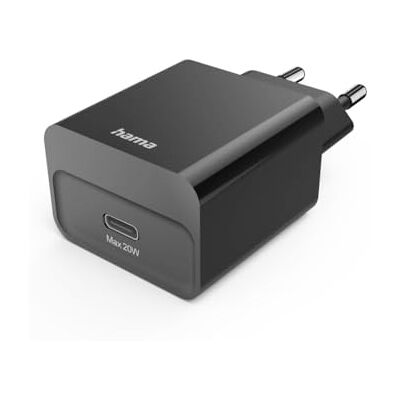 Hama Snelle wandlader (230 V, USB-C, 20 W Power Delivery) kleur zwart Hama Snelle wandlader (230 V, USB-C, 20 W Power Delivery) kleur zwart