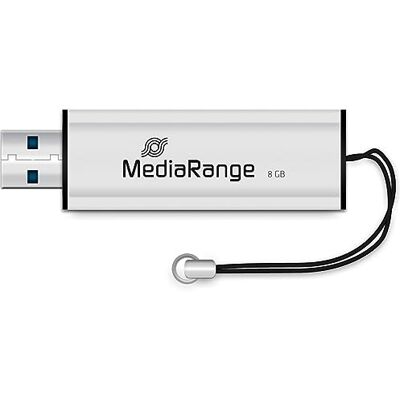 MediaRange USB 3.0 8 GB Mini USB-stick met schuifmechanisme en sleutelhanger, externe geheugenuitbreiding met leessnelheid tot 34 MB/s, zilverkleurig MediaRange USB 3.0 8 GB Mini USB-stick met schuifmechanisme en sleutelhanger, externe geheugenuitbreiding met leessnelheid tot 34 MB/s, zilverkleurig