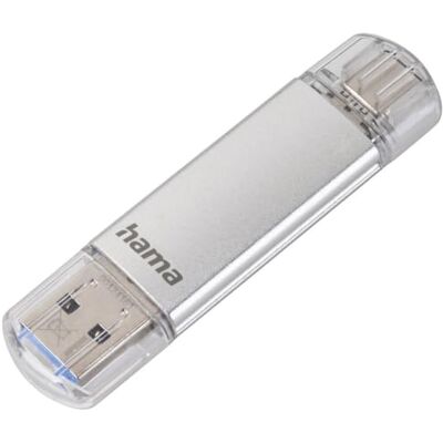 Hama , 16 GB USB 3.0 geheugenstick met USB 3.1 type C (2-in-1 USB-stick, bijvoorbeeld voor Android mobiele telefoon, tablet, computer, laptop, MacBook, OTG, 40 MB/s), USB-geheugenstick type-C, dual geheugen zilverkleurig Hama , 16 GB USB 3.0 geheugenstick met USB 3.1 type C (2-in-1 USB-stick, bijvoorbeeld voor Android mobiele telefoon, tablet, computer, laptop, MacBook, OTG, 40 MB/s), USB-geheugenstick type-C, dual geheugen zilverkleurig