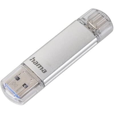 Hama , USB-stick "C-Laeta" (USB3.1 / USB3.0 Type-C, 32 GB, dual-USB-stick voor laptop, mobiele telefoon, tablet, OTG, 40 MB/s, metalen behuizing, USB Type-C, mobiele telefoonstick) zilverkleurig Hama , USB-stick "C-Laeta" (USB3.1 / USB3.0 Type-C, 32 GB, dual-USB-stick voor laptop, mobiele telefoon, tablet, OTG, 40 MB/s, metalen behuizing, USB Type-C, mobiele telefoonstick) zilverkleurig