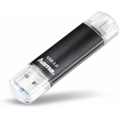 Hama Laeta Twin USB-stick 3.0 (FlashPen, OTG, aluminium, USB 3.0, tot 40 MB/s, 16 GB) zwart Hama Laeta Twin USB-stick 3.0 (FlashPen, OTG, aluminium, USB 3.0, tot 40 MB/s, 16 GB) zwart