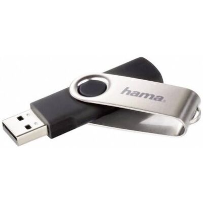 Hama USB 2.0 "Rotate" (128 GB, overdrachtssnelheid van 10 MB/s, met oogje voor sleutelhanger, USB-stick) zwart/zilverkleurig Hama USB 2.0 "Rotate" (128 GB, overdrachtssnelheid van 10 MB/s, met oogje voor sleutelhanger, USB-stick) zwart/zilverkleurig