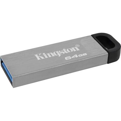 Kingston DataTraveler Kyson USB3.2 flash drive USB stick, 64GB met stijlvolle metalen behuizing zonder dop. Kingston DataTraveler Kyson USB3.2 flash drive USB stick, 64GB met stijlvolle metalen behuizing zonder dop.