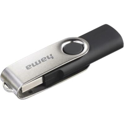 Hama USB 2.0 "Rotate" (16 GB, overdrachtssnelheid van 10 MB/s, met oogje voor sleutelhanger, USB-stick) zwart/zilverkleurig Hama USB 2.0 "Rotate" (16 GB, overdrachtssnelheid van 10 MB/s, met oogje voor sleutelhanger, USB-stick) zwart/zilverkleurig