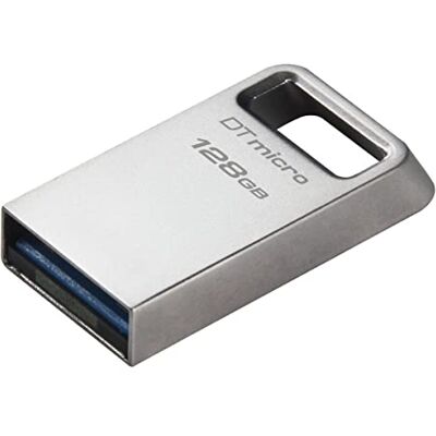 Kingston DataTraveler Micro USB-stick, 128 GB, 200 MB/s, metaal, USB 3.2 Gen 1 DTMC3G2/128 GB Kingston DataTraveler Micro USB-stick, 128 GB, 200 MB/s, metaal, USB 3.2 Gen 1 DTMC3G2/128 GB
