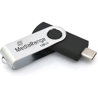 MediaRange USB Type-C® 3.2 Gen 1 stick met draaibare kap, zilver/zwart, 128 GB MediaRange USB Type-C® 3.2 Gen 1 stick met draaibare kap, zilver/zwart, 128 GB