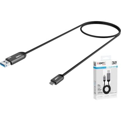 EMTEC ECMMD32GT753B USB-stick 3.1 Dual Serie Collectie GEN.1 T750 B 32 GB 2-in-1: OTG Dual USB-A / Micro-USB voor smartphone en tablet met 70 cm oplaadkabel EMTEC ECMMD32GT753B USB-stick 3.1 Dual Serie Collectie GEN.1 T750 B 32 GB 2-in-1: OTG Dual USB-A / Micro-USB voor smartphone en tablet met 70 cm oplaadkabel