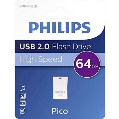 Philips Pico Edition High Speed 2.0 USB-stick 64 GB Ultra Small voor pc, laptop, computer, Smart TV, auto-audio en meer leessnelheid tot 25 MB/s Philips Pico Edition High Speed 2.0 USB-stick 64 GB Ultra Small voor pc, laptop, computer, Smart TV, auto-audio en meer leessnelheid tot 25 MB/s